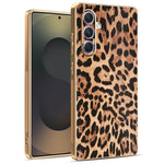 Samsung Galaxy A54 5G-skal Leopardmönster PU-läderbelagd PC + TPU Galvaniserad mobilskal