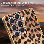 Samsung Galaxy A54 5G-skal Leopardmönster PU-läderbelagd PC + TPU Galvaniserad mobilskal