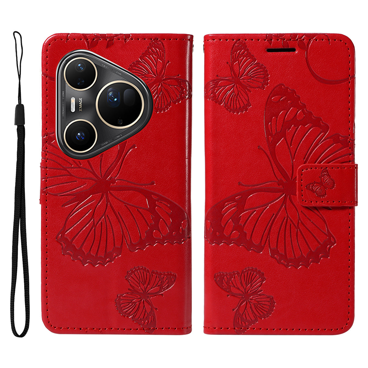 For Huawei Pura 80 Ultra Wallet Case Floral Butterfly Imprint Leather Phone Cover Stand