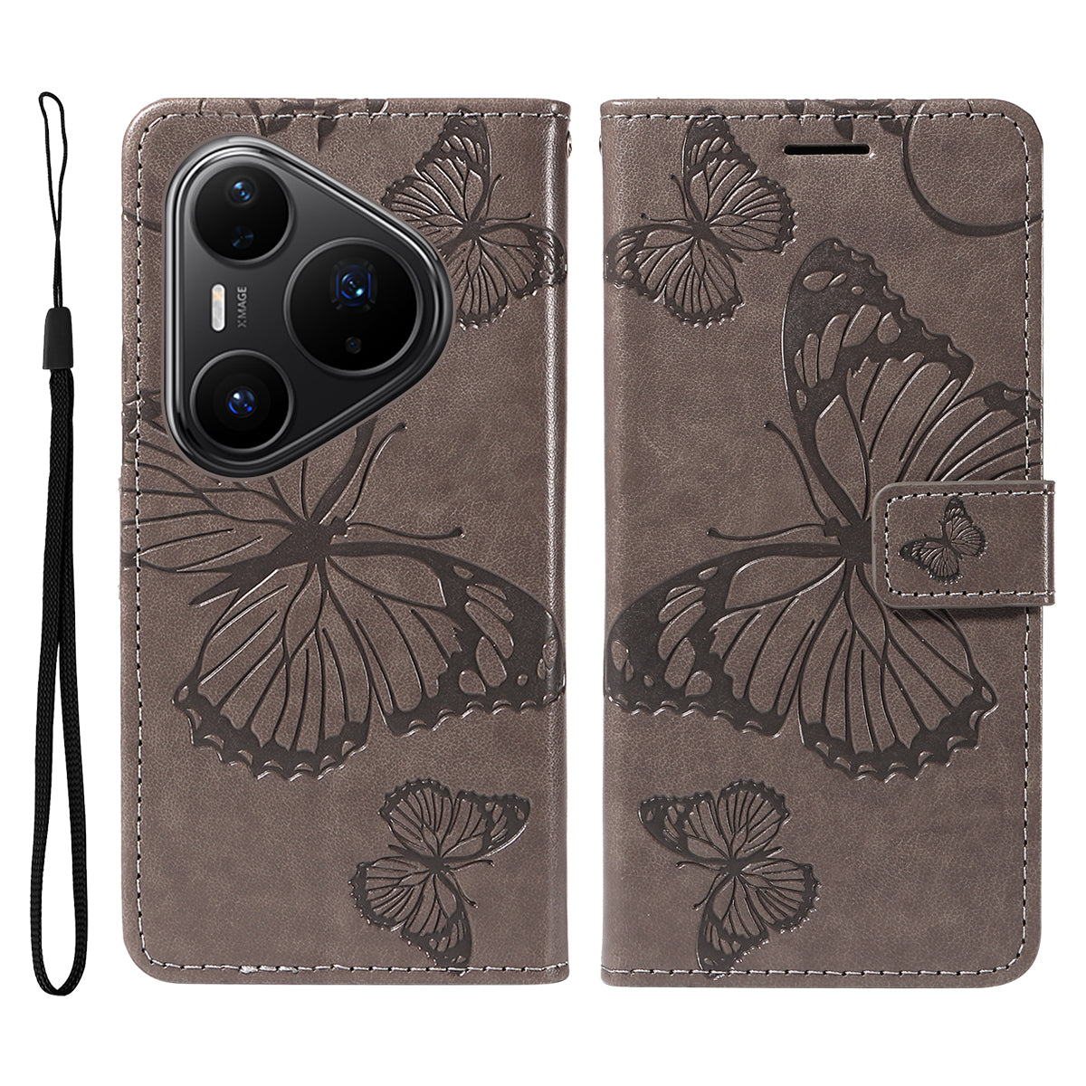 For Huawei Pura 80 Pro / 80 Pro+ Wallet Case Floral Butterfly Imprint Leather Phone Cover Stand