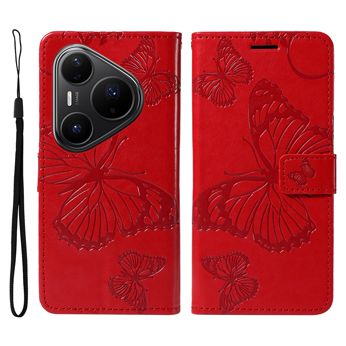 For Huawei Pura 80 Pro / 80 Pro+ Wallet Case Floral Butterfly Imprint Leather Phone Cover Stand