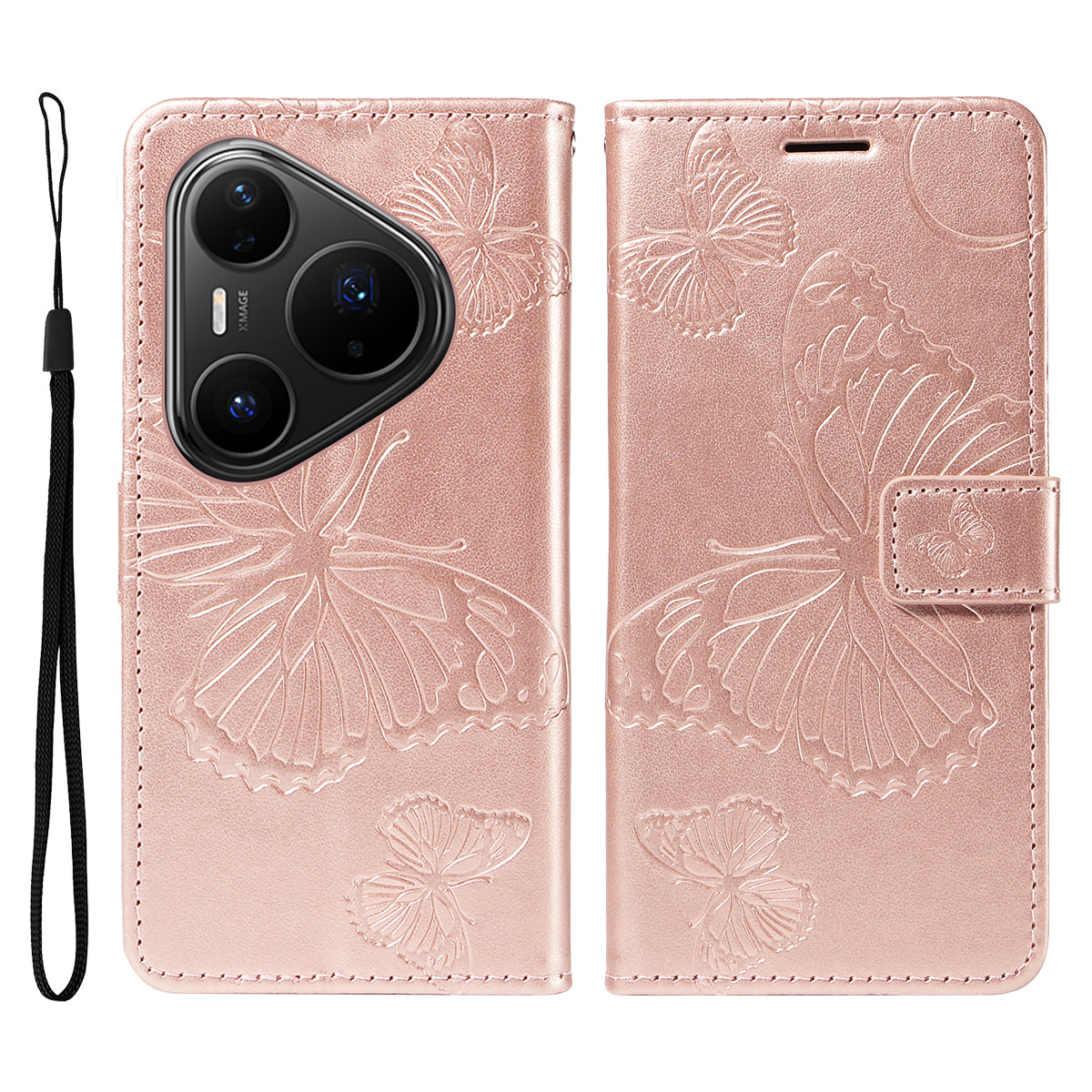 For Huawei Pura 80 Pro / 80 Pro+ Wallet Case Floral Butterfly Imprint Leather Phone Cover Stand