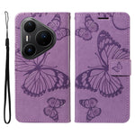 For Huawei Pura 80 Pro / 80 Pro+ Wallet Case Floral Butterfly Imprint Leather Phone Cover Stand