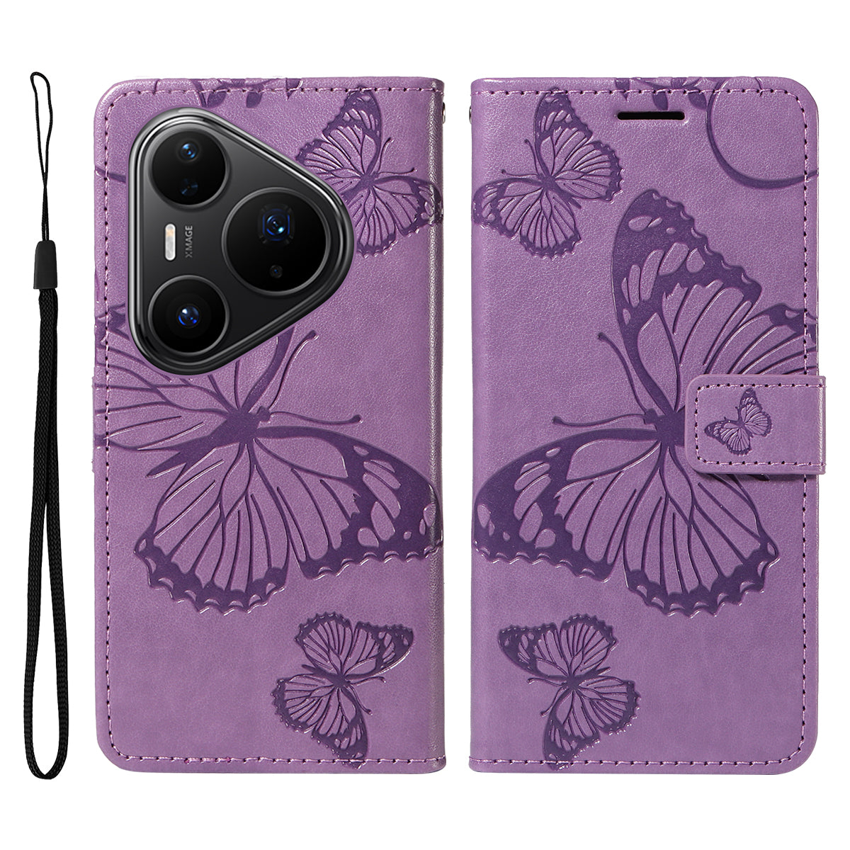 For Huawei Pura 80 Pro / 80 Pro+ Wallet Case Floral Butterfly Imprint Leather Phone Cover Stand