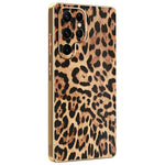 For Samsung Galaxy S22 Ultra 5G Case Leopard Print PU Leather Coated PC + TPU Electroplating Phone Cover