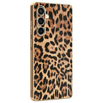Samsung Galaxy S24 FE-skal Leopardmönster PU-läderbelagd PC + TPU Galvaniserad mobilskal
