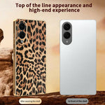 Til Samsung Galaxy S25 Edge cover Leopardprint PU læderbelagt PC + TPU galvanisering telefoncover