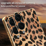 Til Samsung Galaxy S25 Edge cover Leopardprint PU læderbelagt PC + TPU galvanisering telefoncover