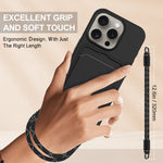For iPhone 12 6.1 inch / iPhone 12 Pro 6.1 inch Liquid Silicone Case  Phone Back Cover with Card Holder and Short Strap