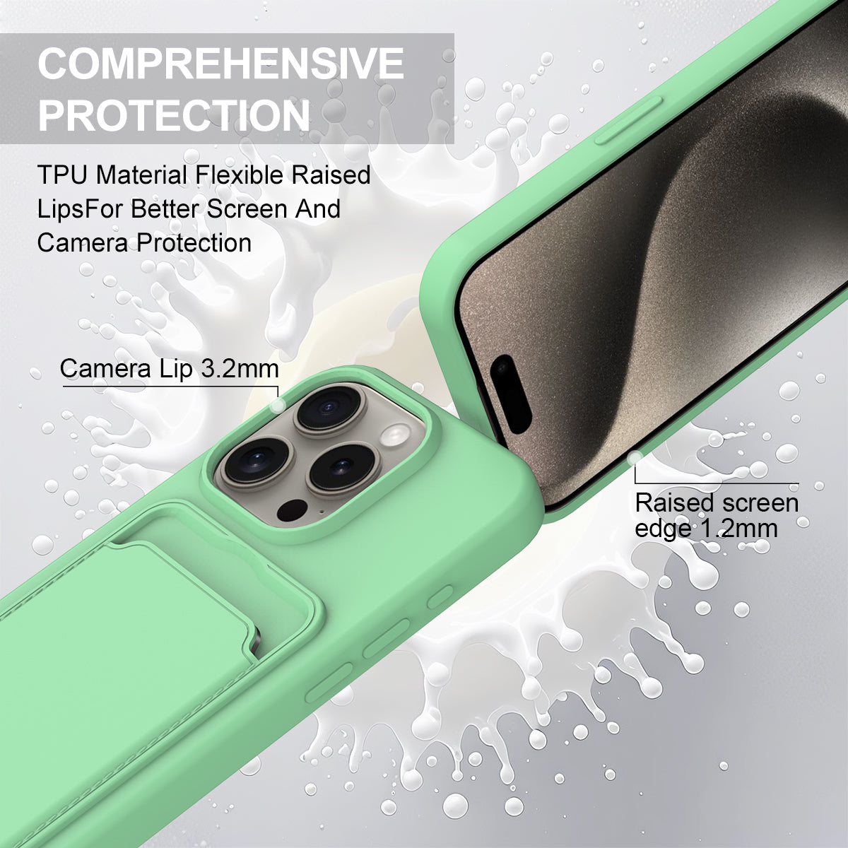 iPhone 16 Pro Silikonskal med Korthållare & Rem - Grön