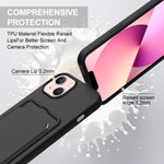 For iPhone 14 Plus / iPhone 15 Plus Liquid Silicone Case Phone Back Cover with Card Holder and Short Strap