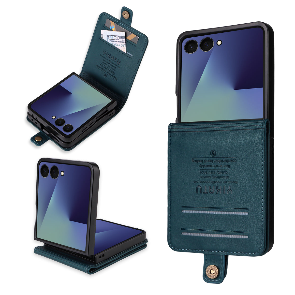 YIKATU For Samsung Galaxy Z Flip7 5G Phone Cases Magnetic Closure PU Leather Mobile Cover