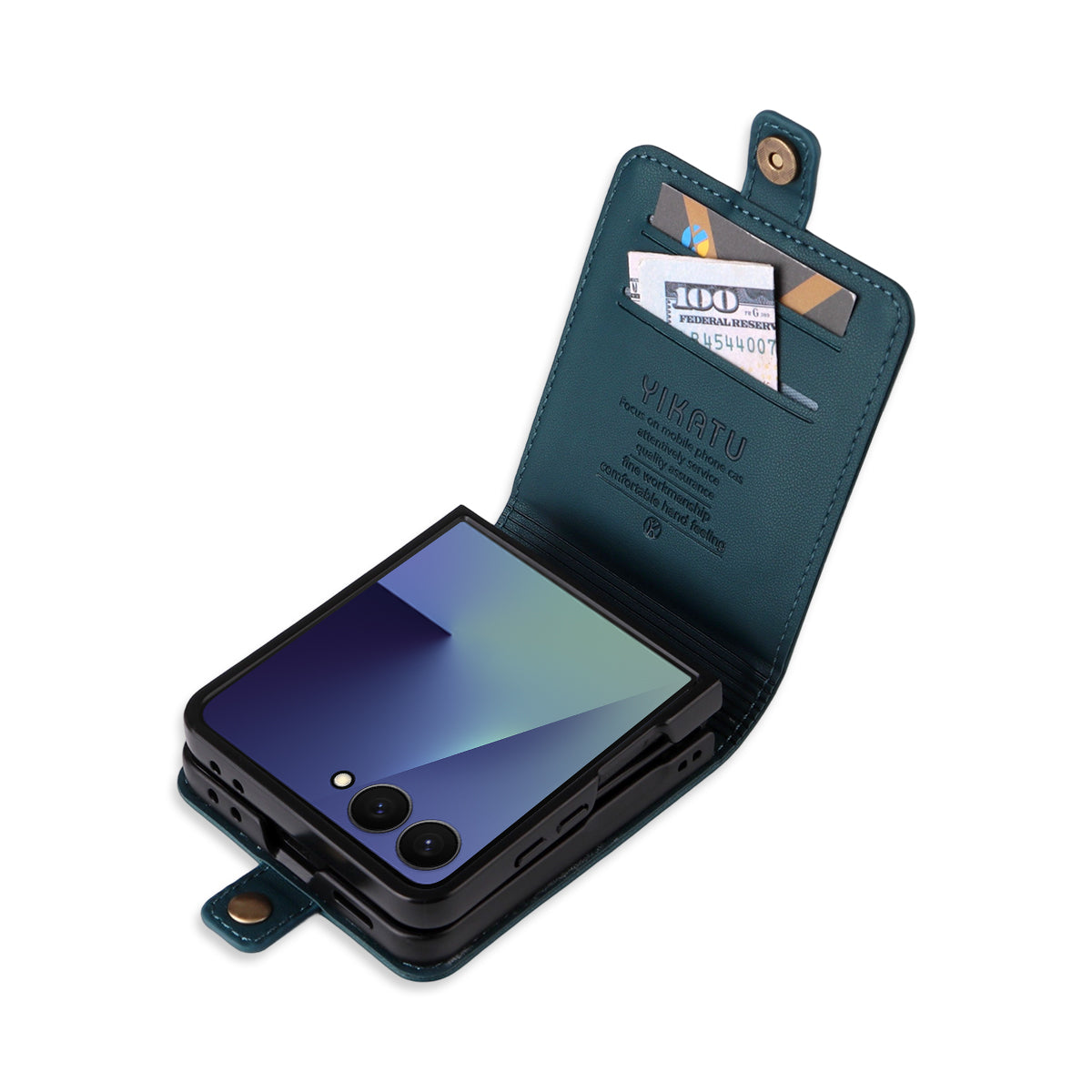 YIKATU For Samsung Galaxy Z Flip7 5G Phone Cases Magnetic Closure PU Leather Mobile Cover