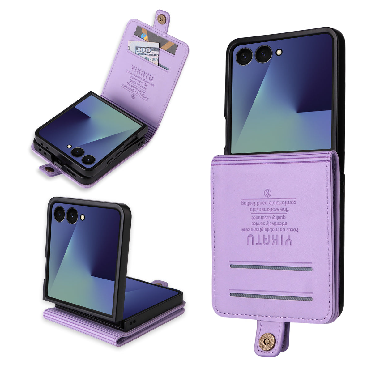 YIKATU For Samsung Galaxy Z Flip7 5G Phone Cases Magnetic Closure PU Leather Mobile Cover
