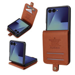 YIKATU For Samsung Galaxy Z Flip7 5G Phone Cases Magnetic Closure PU Leather Mobile Cover