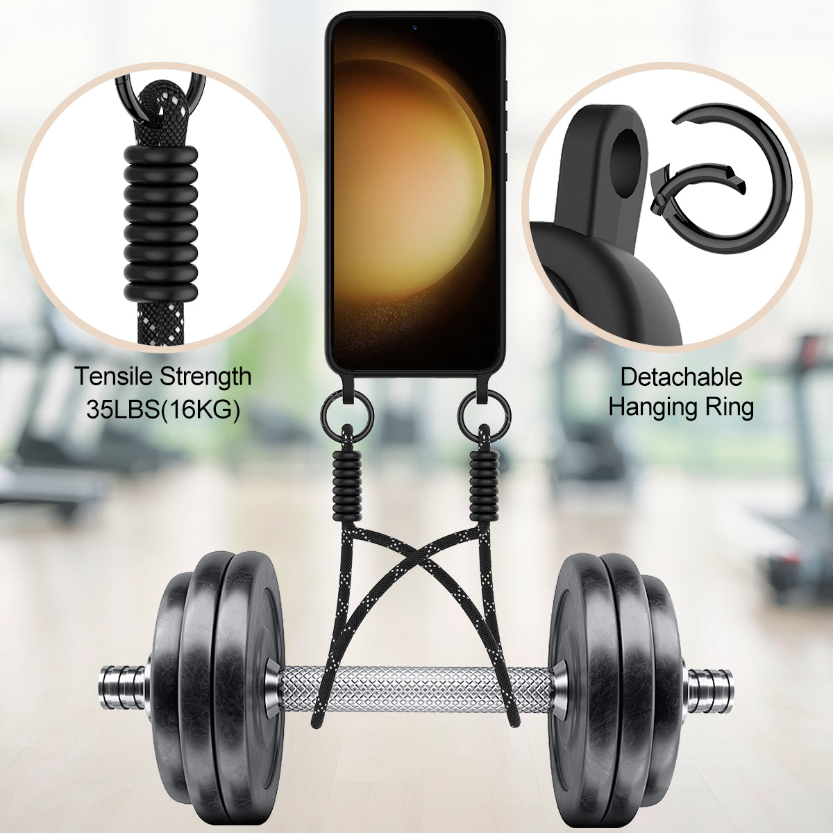 For Samsung Galaxy S23+ Liquid Silicone Case  Phone Back Cover with Card Holder and Short Strap