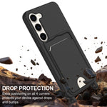 For Samsung Galaxy S23+ Liquid Silicone Case  Phone Back Cover with Card Holder and Short Strap