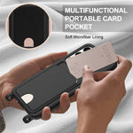 For Samsung Galaxy S23+ Liquid Silicone Case  Phone Back Cover with Card Holder and Short Strap