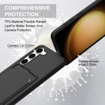 For Samsung Galaxy S23+ Liquid Silicone Case  Phone Back Cover with Card Holder and Short Strap