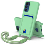 Samsung Galaxy M14 4G / Galaxy A05s 4G flytande silikonskal mobilbaksida med korthållare och kort rem