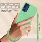 Samsung Galaxy M14 4G / Galaxy A05s 4G flytande silikonskal mobilbaksida med korthållare och kort rem