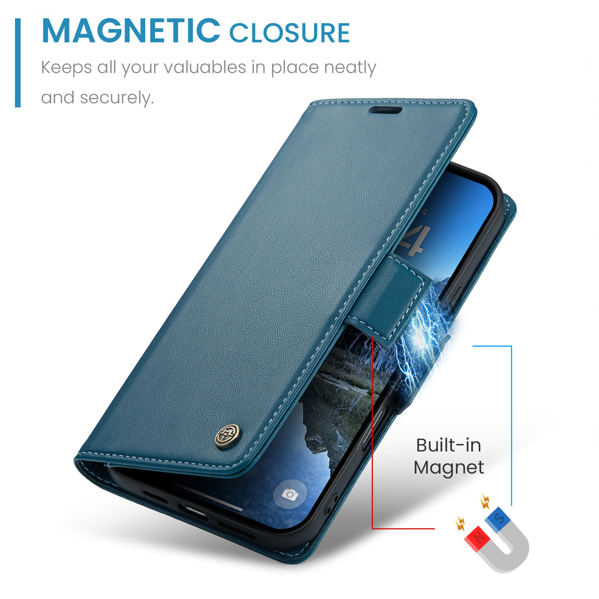 CASEME Til iPhone 17 Etui 023-serien RFID-blokerende glansfuldt stander telefoncover
