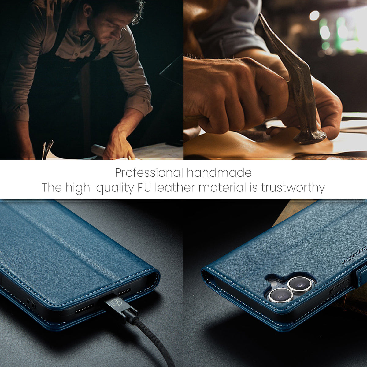 CASEME Til iPhone 17 Etui 023-serien RFID-blokerende glansfuldt stander telefoncover