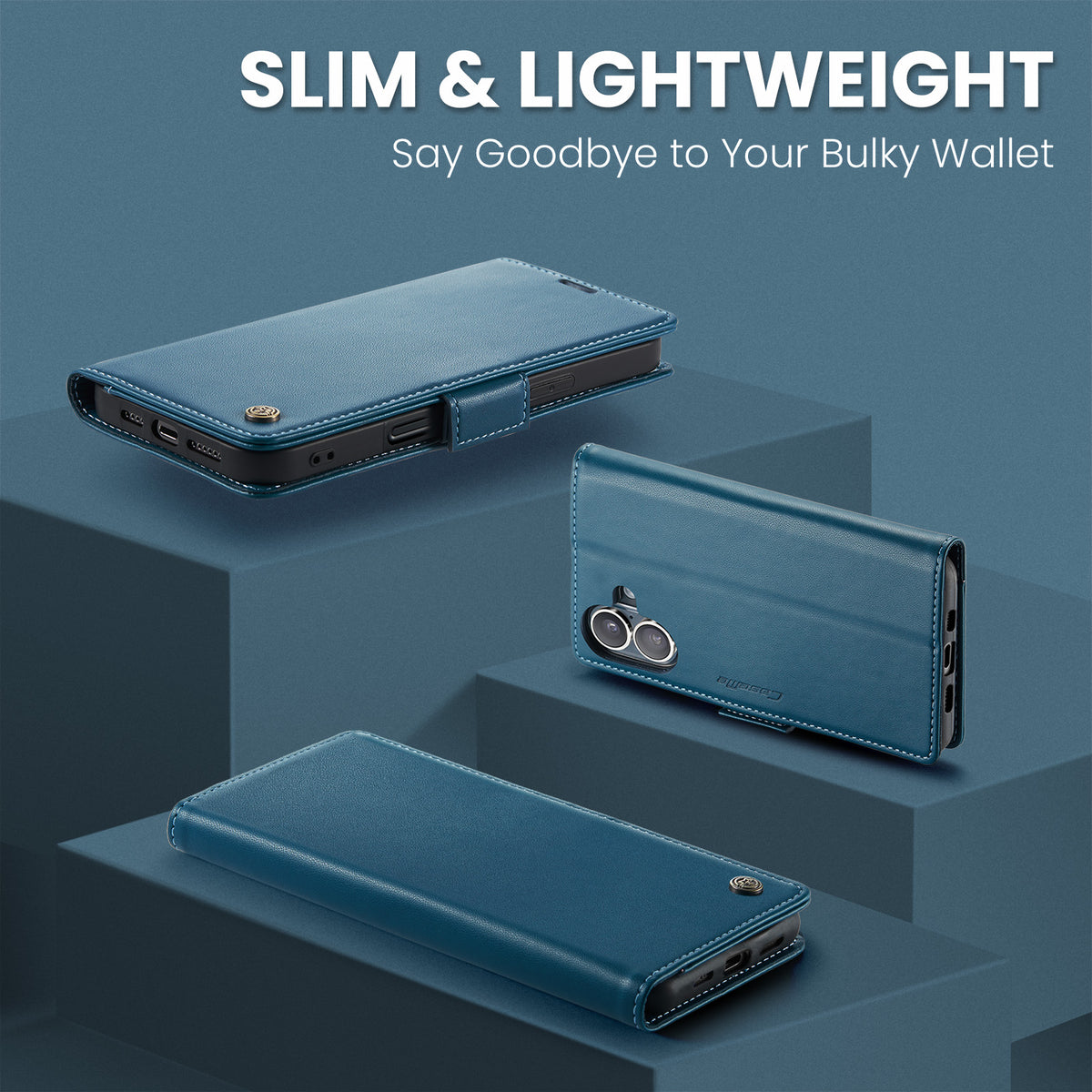 CASEME Til iPhone 17 Etui 023-serien RFID-blokerende glansfuldt stander telefoncover