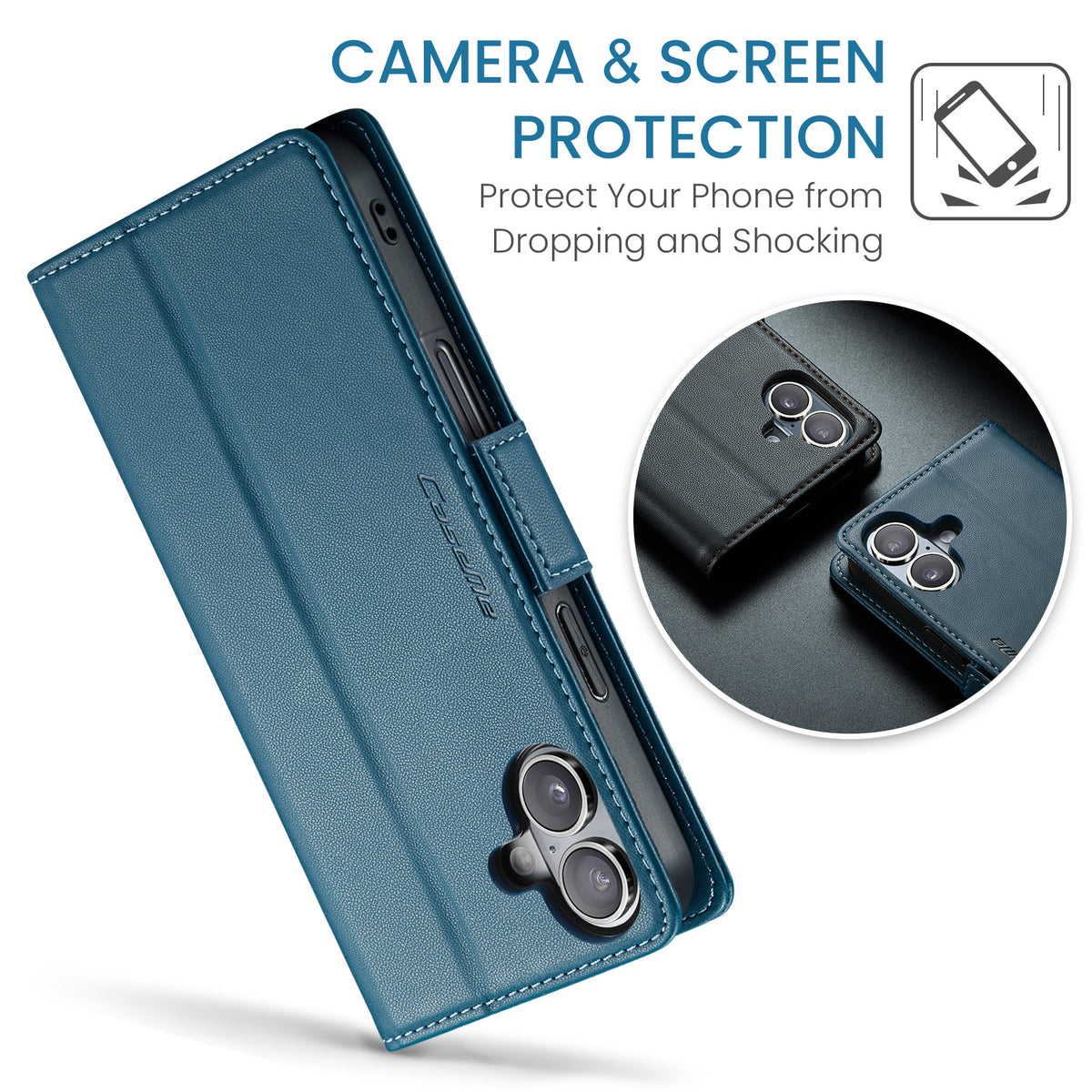 CASEME Til iPhone 17 Etui 023-serien RFID-blokerende glansfuldt stander telefoncover