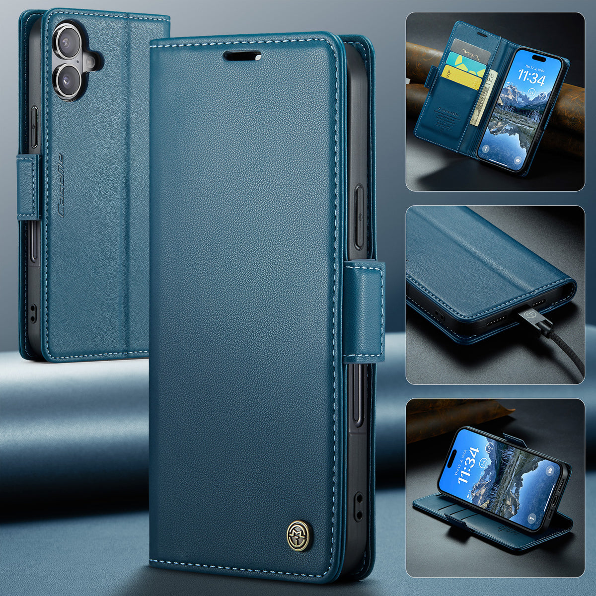 CASEME Til iPhone 17 Etui 023-serien RFID-blokerende glansfuldt stander telefoncover