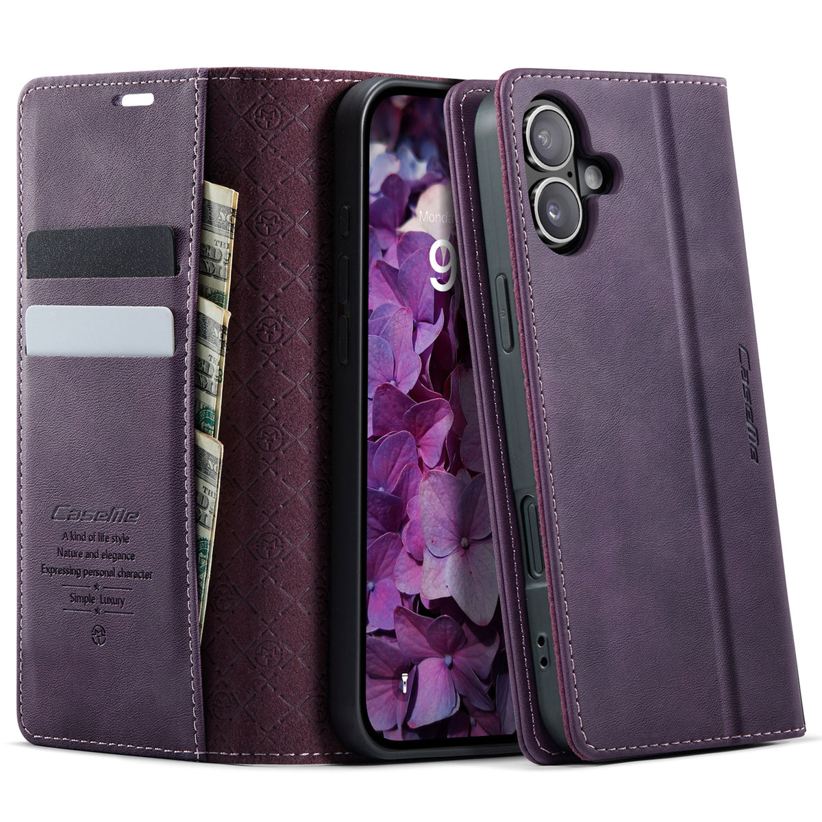 CASEME For iPhone 17 Case  033 Series RFID Blocking Wallet Stand Calf Texture Leather Phone Cover