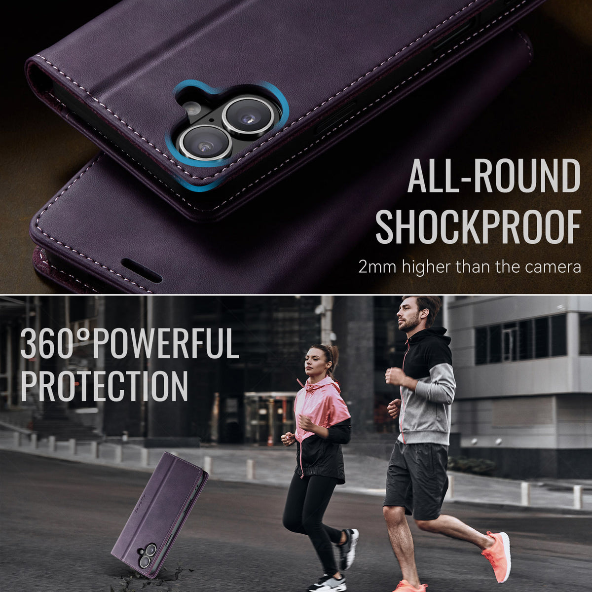 CASEME For iPhone 17 Case  033 Series RFID Blocking Wallet Stand Calf Texture Leather Phone Cover