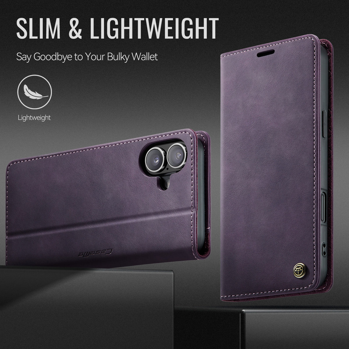 CASEME For iPhone 17 Case  033 Series RFID Blocking Wallet Stand Calf Texture Leather Phone Cover