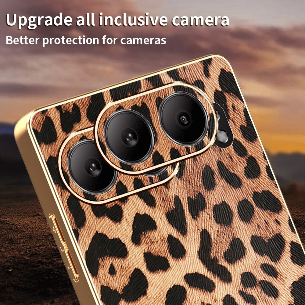 OnePlus Nord 4-skal Leopardtryck PU-läderbelagd PC + TPU Galvaniserad mobilskal