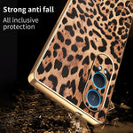 Til OnePlus Nord CE4 Lite 5G / Oppo K12x 5G (Kina) Cover med leopardprint i PU-læder belagt PC + TPU elektroplettering telefoncover