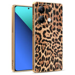 For Xiaomi Redmi Note 13 4G Case Leopard Print PU Leather Coated PC + TPU Electroplating Phone Cover