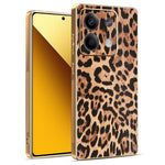 Xiaomi Redmi Note 13 5G-skal Leopardtryck PU-läderbelagd PC + TPU Galvaniserad mobilskal