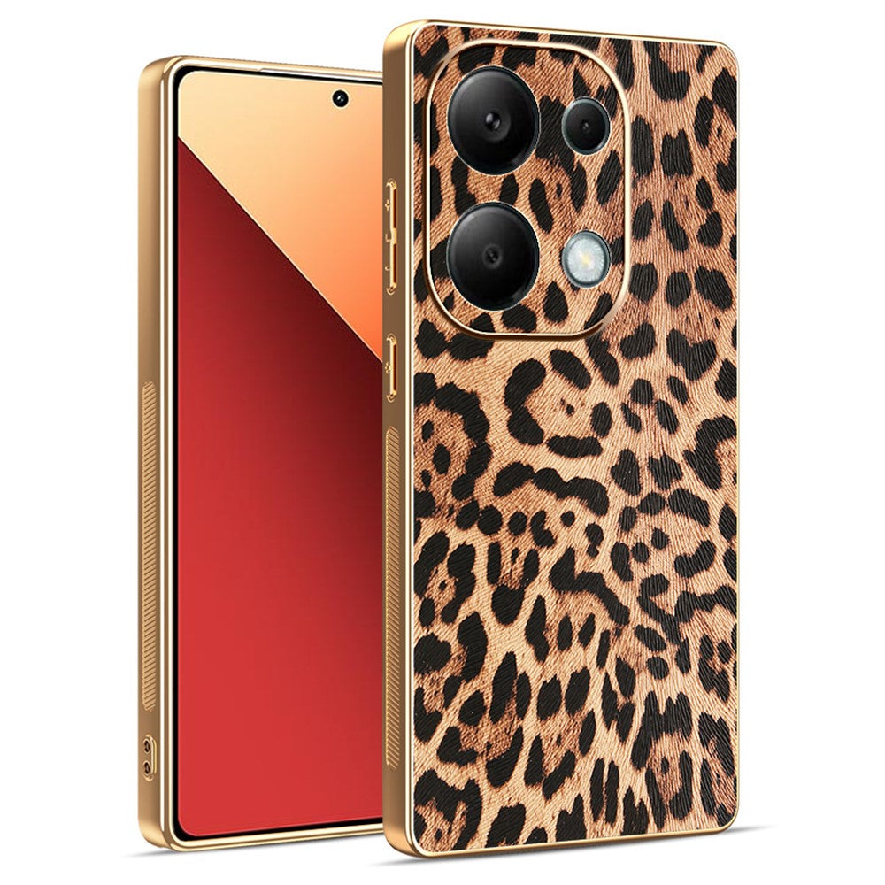 Phone Case For Xiaomi Redmi Note 13 Pro 4G / Note 14S 4G / Poco M6 Pro 4G Leopard Print PU Leather Coated PC + TPU Electroplating Cover