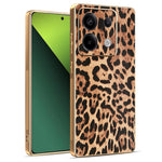 Phone For Xiaomi Redmi Note 13 Pro 5G / Poco X6 5G / X6 Neo 5G Case Leopard Print PU Leather Coated PC + TPU Electroplating Cover