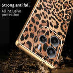 For Xiaomi Redmi Note 14 4G (164.84mm) Case Leopard Print PU Leather Coated PC + TPU Electroplating Phone Cover