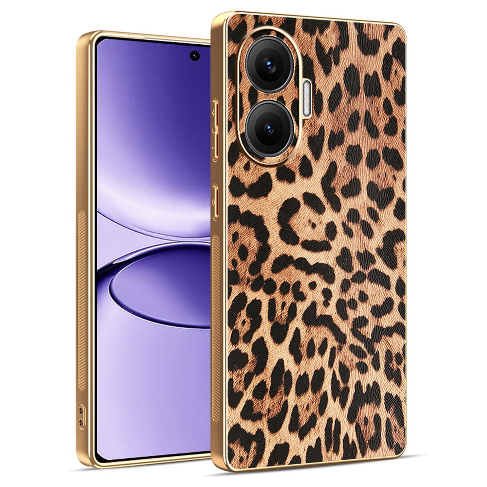 Xiaomi Redmi Turbo 4 Pro 5G / Poco F7 5G Skal Leopardmönster PU-läderbelagd PC + TPU Galvaniserad mobilskal