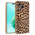 For Honor 400 Lite 5G Case Leopard Print PU Leather Coated PC + TPU Electroplating Phone Cover