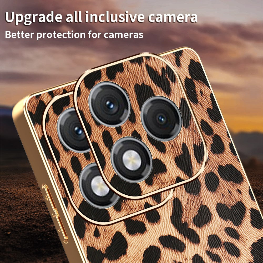 For Honor 400 Lite 5G Case Leopard Print PU Leather Coated PC + TPU Electroplating Phone Cover