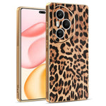 For Honor 400 Pro 5G (Global) Case Leopard Print PU Leather Coated PC + TPU Electroplating Phone Cover