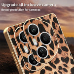 For Honor 400 Pro 5G (Global) Case Leopard Print PU Leather Coated PC + TPU Electroplating Phone Cover