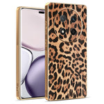 Phone Case For Honor Magic7 Lite 5G / X60 Pro 5G / X9c 5G Leopard Print PU Leather Coated PC + TPU Electroplating Cover