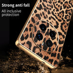 For Honor Magic7 Pro 5G Case Leopard Print PU Leather Coated PC + TPU Electroplating Phone Cover