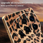 For Honor Magic7 Pro 5G Case Leopard Print PU Leather Coated PC + TPU Electroplating Phone Cover
