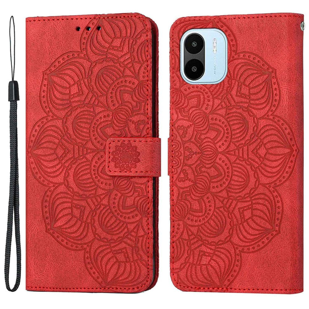 Xiaomi Redmi A1 4G / A2 4G Skyddande mobilskal Präglad Mandala Blommig Plånbok PU-läder + Mjukt TPU Reptåligt mobilskal