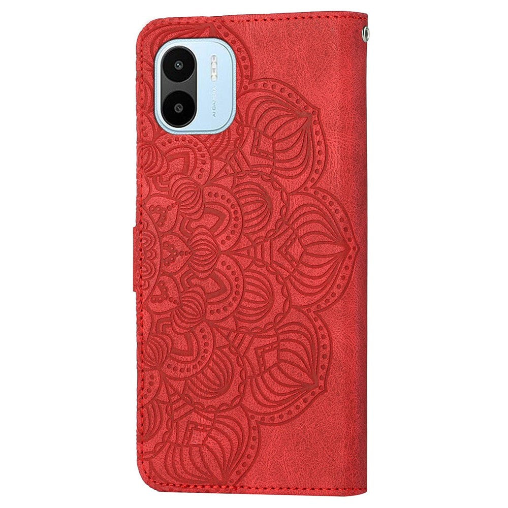 Xiaomi Redmi A1 4G / A2 4G Skyddande mobilskal Präglad Mandala Blommig Plånbok PU-läder + Mjukt TPU Reptåligt mobilskal